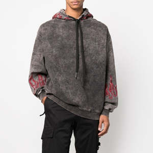 Sweat à capuche vintage en coton mélangé délavé à l'acide pour homme avec couture personnalisée et haute qualité en meilleure vente - Product Image 5