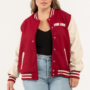 Chaqueta universitaria duradera para mujer, manga polar, elegante mezcla de lana, prendas de vestir exteriores, ropa universitaria informal, bombardero con letras bordadas - Product Image 4