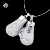 Collier Pendentif en Argent 925 Plaqué Or, Alliage Personnalisé, Diamant Glacé HIP HOP, Chaîne Cubaine Bling pour Homme, Bijoux de Mode Rappeur