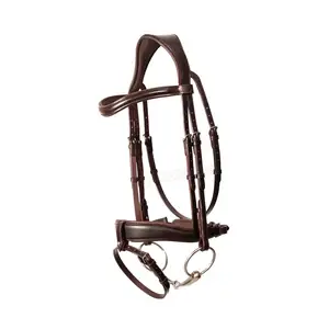 Bride de cheval en cuir de haute qualité bride en cuir véritable avec bride de cheval sautant rembourrée souple - Product Image 1