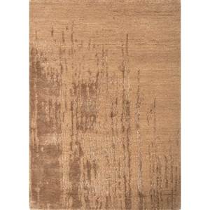 Kavi Beige & <b>Brown</b> Hand Knotted <b>Wool</b> & Bamboo Silk Rug Free Verse Design 10mm Thick Rectangular for Home & Hallway Use-Esk-376 - Product Image 1