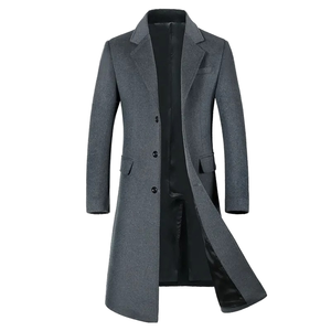Manteau en laine formel pour homme, manteau long d'hiver à double boutonnage pour les affaires et les activités de plein air, laine d'affaires - Product Image 1