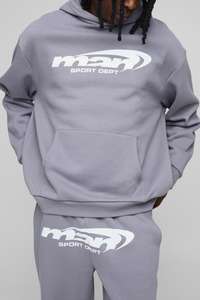 ชุดวอร์ม2ชิ้นสำหรับผู้ชายชุดวอร์มผ้าคอตตอนผ้าฟลีซสีเทา - Product Image 5