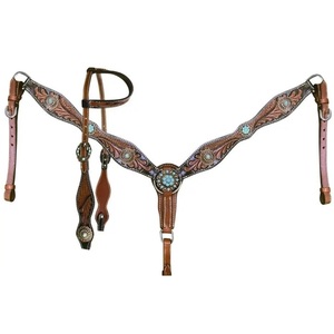100% Real genuino Argentina vaca personalizado caballo accesorios cuero Headstall Western Headstall pecho Collar - Product Image 2