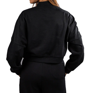 Wholesale Custom Women Cropped Sweatshirt Boxy Athleisure Top <b>Dropped</b> Shoulders OEM - Product Image 2