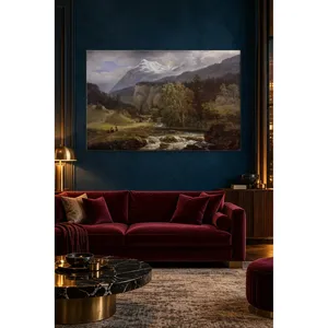 Impression sur toile de la cascade Fida Dahl au pied d'une montagne enneigée - Product Image 5