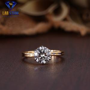 Lab-Stone 1,98 TDW Anillo de oro amarillo de diamante de corte redondo Impresionante COLOR DE LA EF-VS - Product Image 2