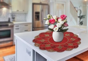 Modern Amazing Glass <b>Beaded</b> <b>Placemat</b> for Dining Table Flower Shaped for Weddings Parties & Other Occasions - Product Image 2