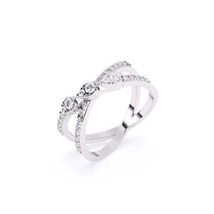 Anillo de compromiso con diamante cultivado en laboratorio de 0.39 ct, con tallo dividido, en forma de pera y diamante redondo brillante, en oro amarillo, blanco y rosa de 9 quilates. - Product Image 2