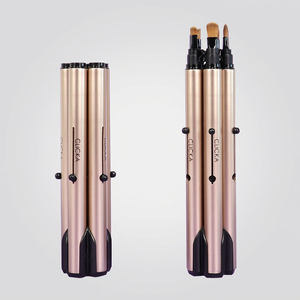 Ensemble de pinceaux de maquillage avec couvercle hygiénique, couleur or, comprenant différents types de pinceaux pour le maquillage des yeux et des lèvres, avec fonction rétractable - Product Image 1