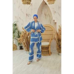 ชุด2ชิ้นลายมาริน่าอินดิโก้ของผู้หญิงฮิญาบผ้าวิสโคส - Product Image 5