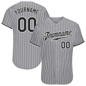 Direct Engro Sportswear Industry Custom Grey Black Pinstripe Black-White Camiseta de béisbol auténtica - Product Image 1