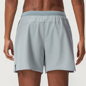 Shorts de musculation pour hommes personnalisés en polyester et coton, poche, couleur unie, shorts amples pour hommes - Product Image 2