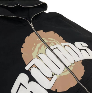 Sweat à capuche personnalisé de haute qualité bouffée impression Logo sweat surdimensionné coton fermeture éclair lourd polaire sweats à capuche pour hommes - Product Image 6