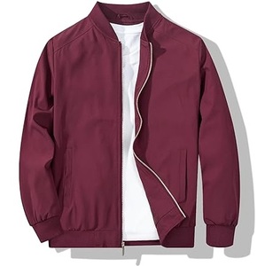 High Quality Single Button Closure Maroon Color <b>Thin</b> Canvas Puffer Bomber Baseball Sports <b>Jackets</b> Custom Men Front Breathable - Product Image 1