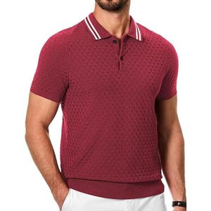 Chemise décontractée pour homme en maille unie teinte en fil, à manches courtes, boutonnée, respirante et légère, ODM - Product Image 1