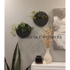 Pots de fleurs suspendus en métal antique vintage Design classique Jardinière en métal pour la maison Tenture murale avec couleur noire Arrivée chaude - Product Image 3