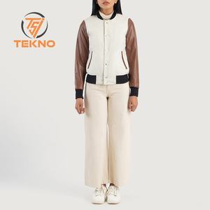 Chaquetas universitarias de primera calidad para mujer, chaquetas con letras bordadas personalizadas para mujer, perfectas para deportes universitarios y de equipo, servicio OEM - Product Image 6