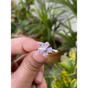 Lavender Amethyst Floral Statement <b>Ring</b> 925 Sterling Silver Handmade Gemstone <b>Ring</b> Wholesale Jewelry Supplier - Product Image 3