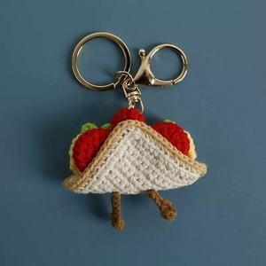 2025 Eco-Friendly Durable Cute <b>Sweet</b> Hand Woven Crochet Ball Keychain Handmade Plush Soft Fruit Pendants Bag Charm Accessories - Product Image 5