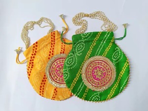 Gota ถุง potli, ถุงอินเดีย, ถุงของขวัญตกแต่ง, ถุงขึ้นบ้านใหม่, ของขวัญคืน, ของขวัญแต่งงาน, ของขวัญ nikha, กระเป๋าถือ - Product Image 3