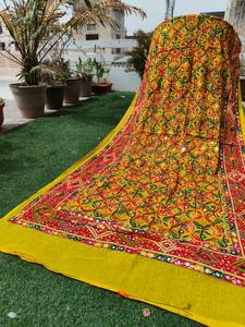 Colorido bordado Raajsthani Dupatta, bufanda, trabajo de espejo de plástico pesado Dupatta, Bandhej Dupatta, regalo para ella, recuerdo de devolución - Product Image 3