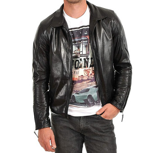 Wholesale 2025 New Look Customized Men High Shine Black Genuine Leather Streetwear <b>jacket</b> for men - Product Image 1