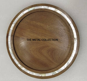 Plateau de service Design tendance pour la maison Accessoires de cuisine et d'hôtel Plateaux créatifs Plateaux de rangement en bois de forme ronde de couleur marron - Product Image 6