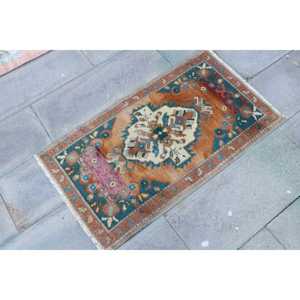 Alfombra de 2x3.5 pies, Alfombra Turca Vintage Pequeña, Alfombra de Lana Azul - Product Image 3