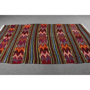 Vintage Rug, 4.8x8.9 ft Large Rug, <b>Red</b> Blue Kilim <b>Wool</b> Rug - Product Image 3