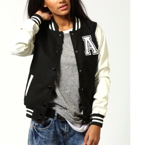 เสื้อแจ็กเก็ตเลตเทอร์แมนสำหรับสตรีเสื้อแจ็กเก็ตผ้ากำมะหยี่ลายปักตามสั่งสำหรับใส่แซมมี่ - Product Image 1