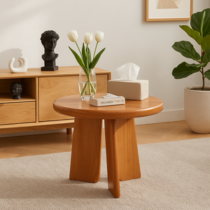 Table d'appoint ronde en bois massif à trois pieds, meuble de salon mobile pour la maison ou les cafés - Product Image 1