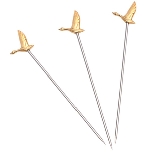 Palillos para Cócteles Golden Duck, Herramientas de Bar de Metal Reutilizables, Decoración Artística, Accesorios para Bartender y Bebidas - Product Image 1