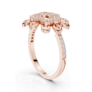 แหวนเพชรทรงดอกไม้สำหรับผู้หญิง เพชรเพาะเลี้ยง 0.26 กะรัต ทอง 18KT, 14KT, 10KT และเงิน 925 สีโรสโกลด์, สีเหลือง, สีขาว - Product Image 1
