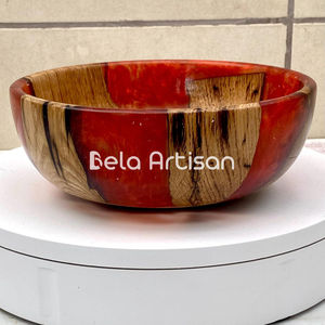 Bol en bois artisanal de qualité supérieure, style bohème, écologique et compatible lave-vaisselle, idéal pour les repas à la maison et les cadeaux d'affaires - Product Image 3