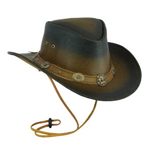 Best Men's Casual Leather/Faux Leather <b>Horse</b> <b>Riding</b> Hat Western Cowboy Equestrian Style Durable Customizable for Outdoor <b>Riding</b> - Product Image 1