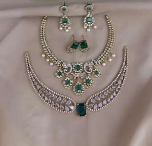 ชุดสร้อยคอเคลือบด้านสีซีแซดสำหรับผู้หญิงดีไซน์ไม่ซ้ำใครชุดสร้อยคอทันสมัยเหมาะสำหรับงานปาร์ตี้ - Product Image 6