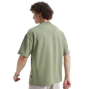 T-shirt personnalisé lourd 100% coton recadrée Boxy Fit T-shirt surdimensionné avec broderie et épaules tombantes T-shirt tricoté sur le devant - Product Image 4