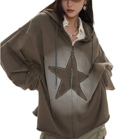 Sudadera con Capucha de Manga Larga Transpirable para Hombre y Mujer, Estilo Hip Hop Urbano, Bordada, Lavada, Desgastada, Vintage, Tallas Grandes, Casual, Primavera