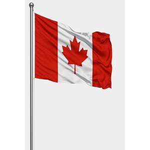 Drapeau extérieur du Canada 3x5 pieds imprimé numériquement en soie et plastique avec mât en aluminium pour voitures, assurance, éducation - Product Image 1