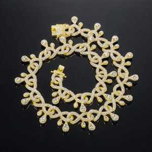 Moissanite Iced Out Collar Moda Cadena de eslabones cubanos Joyería para hombres Diseño de moda de alto brillo Plata de Ley 925 - Product Image 3