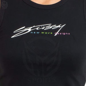 OEM impreso bordado ropa de mujer verano 2023 personalizado en blanco Crop Top al por mayor barato mujeres Casual algodón camiseta sin mangas para las mujeres - Product Image 4