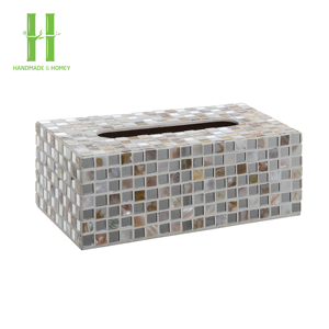 Produit de haute qualité en gros de nacre et incrustation de résine boîte à mouchoirs vadrouille résine porte-mouchoirs OEM fabriqué au Vietnam - Product Image 1