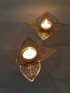 Flower Shape New Style <b>Candle</b> Stand Home Accent Wholesale Price <b>Candle</b> <b>Tea</b> Light Mold Metal in Iron Gold Plated <b>Candle</b> Vessel - Product Image 3
