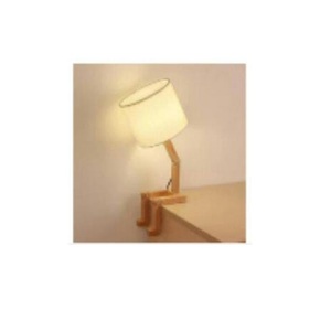 Lampe de table décorative de luxe moderne en tissu avec base en bois au design animal élégant - Product Image 4