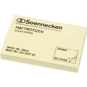 Soennecken 50 X 75 mm Blocs-notes adhésifs jaunes 100 feuilles - Product Image 1