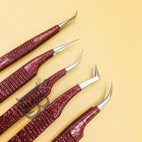 Nouvelles pinces à paillettes à pointe dorée pour extensions de cils, couleur marron, personnalisables, magnifiques pinces pour cils en vison