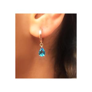 Boucles d'oreilles Azuris en argent sterling 925 avec zircon bleu fabriqué en Turquie - Product Image 1