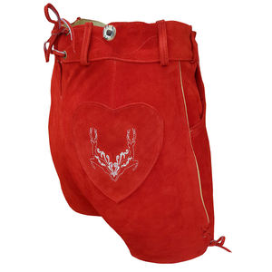 Couleur rouge femmes court Style Vintage allemand traditionnel Lederhosen meilleurs prix hommes et femmes broderie personnalisée - Product Image 3