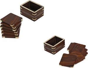 Posavasos de madera Juego de 6 cuadrados para mesa de comedor, tazas de café Latas de cerveza Bar Vasos de agua y posavasos de té para tazas Juego de 6 - Product Image 3